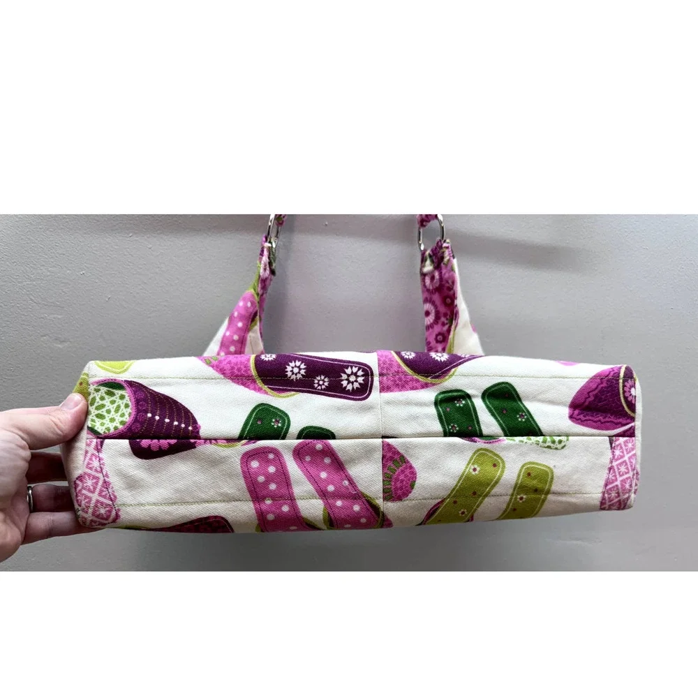 Women's Satin House SlipperPink Green Floral Shoulder bag, Fully Lined, EUC